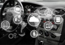 Assistenzsysteme im Auto: Wie sie die Sicherheit und den Komfort erhöhen Autocockpit, das intelligente Fahrassistenzsysteme zeigt